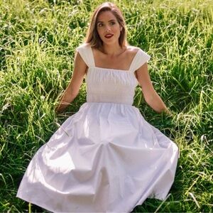 STAUD Ida Smocked Bodice Dress - XS